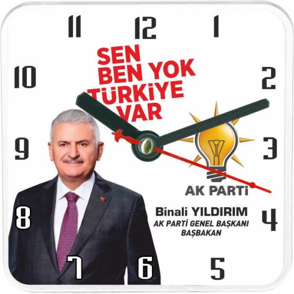 Akparti Akrilik Camlı Magnetli Buzdolabı Saati 10x10 cm — Buzdolabı Saatleri