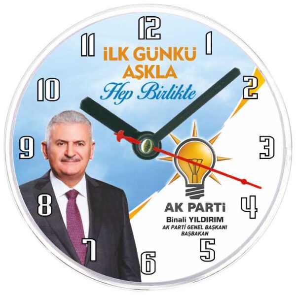 Akparti Baskılı Magnetli Buzdolabı Saati 10 cm — Buzdolabı Saatleri