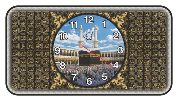 Dikdörtgen Yatay Bombeli Camlı Duvar Saati 47x25 cm No.7 — Bombeli Camlı Duvar Saatleri