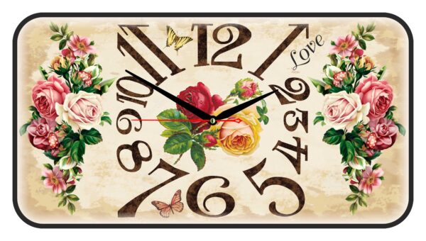 Dikdörtgen Yatay Bombeli Camlı Duvar Saati 47x25 cm No.9 — Bombeli Camlı Duvar Saatleri