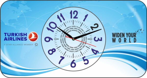 Dikdörtgen Yatay Bombeli Camlı Promosyon Duvar Saati 47x24 cm — Bombeli Camlı Promosyon Saatleri